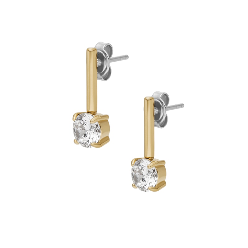 Main Image 3 of Fossil Women's Ellis Shaky Glitz Gold-Tone Stainless Steel Drop Earrings