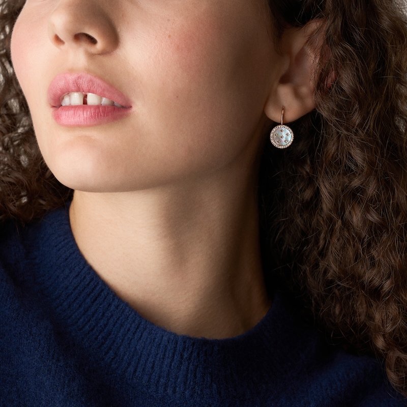 Main Image 4 of Fossil Women's Merrit Classic Mother of Pearl Rose Tone Stainless Steel Drop Earrings