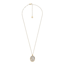 Fossil Women's Sutton Shaky Glitz Gold Tone Stainless Steel Moon and Star Pendant Necklace