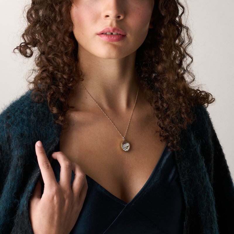 Main Image 5 of Fossil Women's Sutton Shaky Glitz Gold Tone Stainless Steel Moon and Star Pendant Necklace