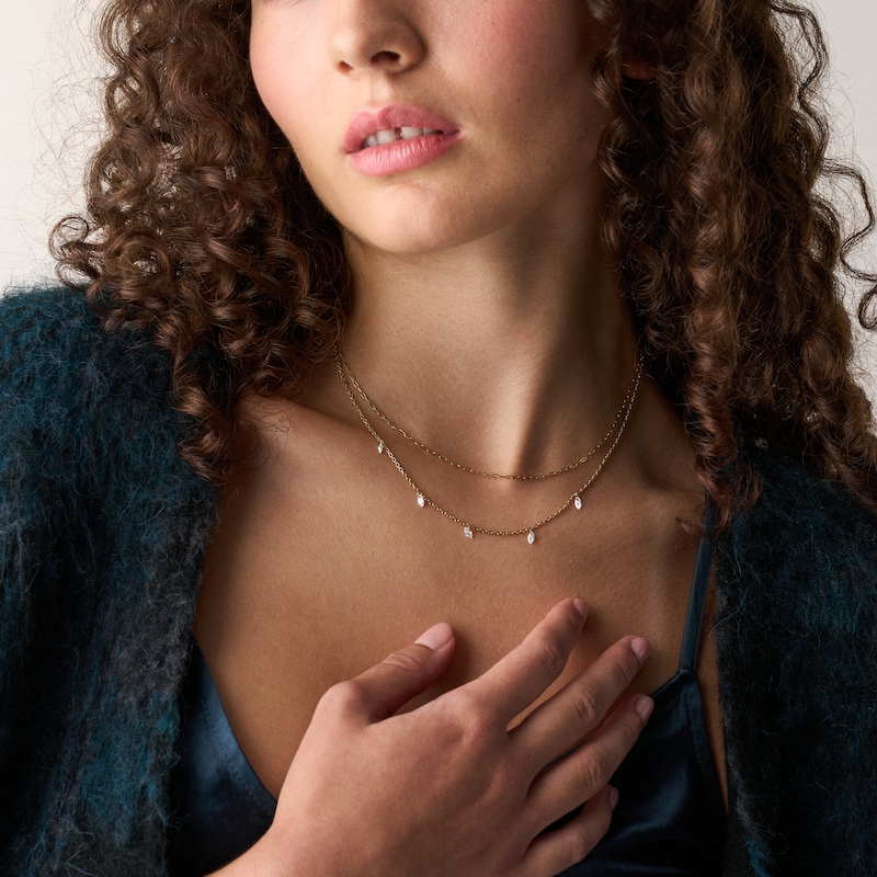 Main Image 5 of Fossil Women's Ellis Shaky Glitz Gold Tone Stainless Steel Multi-Strand Necklace