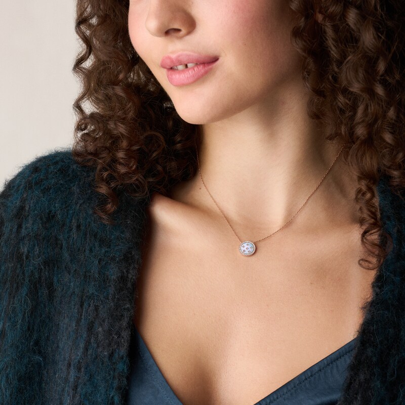 Main Image 5 of Fossil Women's Merrit Classic Mother of Pearl Rose Tone Stainless Steel Pendant Necklace