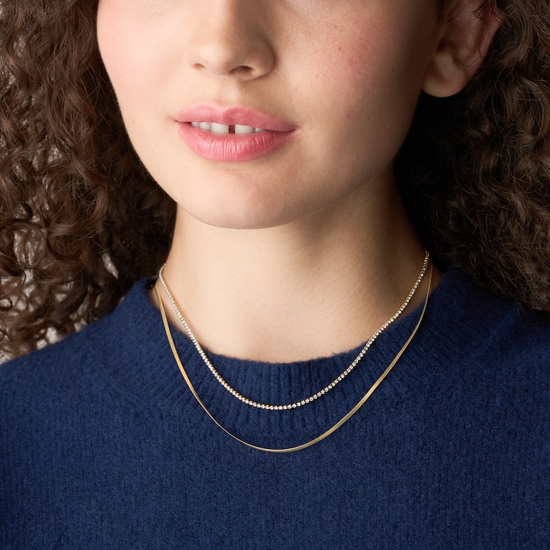 Main Image 5 of Fossil Women's Ellis Pavé Glitz Gold-Tone Stainless Steel Multi-Strand Tennis Necklace