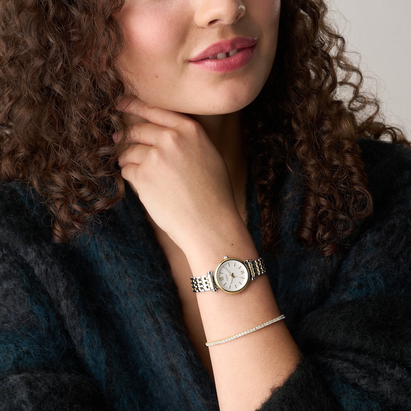 Main Image 6 of Fossil Women's Carlie Silver Dial Three Hand Two Tone Bracelet Watch & Matching Two Tone Bracelet Set