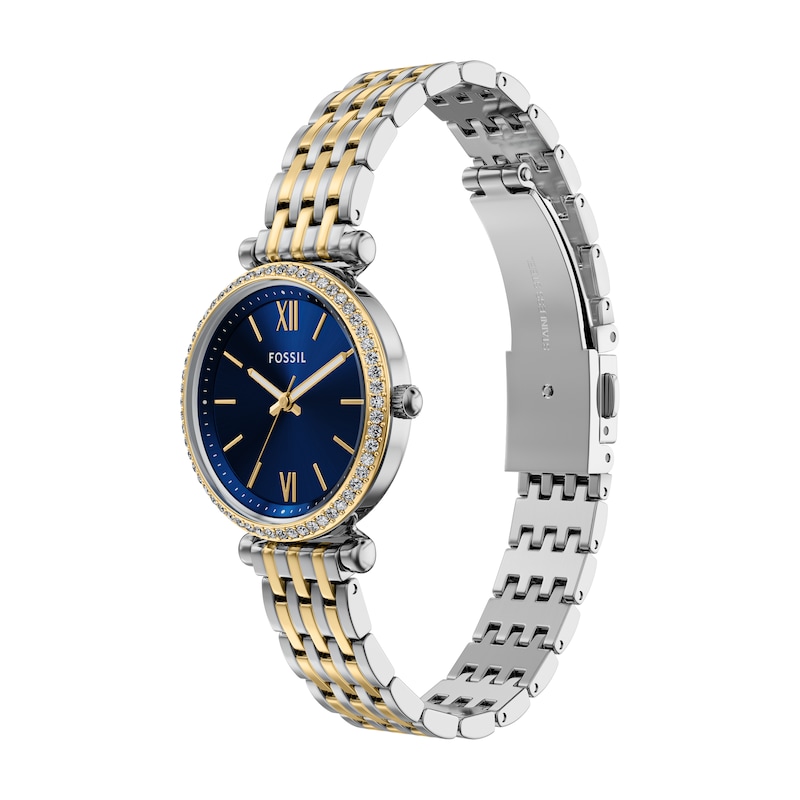Main Image 2 of Fossil Women's Carlie Blue Dial Three Hand Two Tone Stainless Steel Bracelet Watch