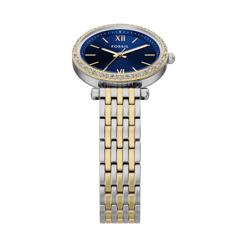 Main Image 3 of Fossil Women's Carlie Blue Dial Three Hand Two Tone Stainless Steel Bracelet Watch