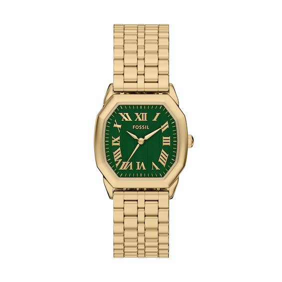 Fossil Women's Harlow Green Dial Three Hand Gold Tone Stainless Steel Bracelet Watch
