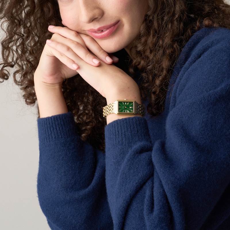 Main Image 6 of Fossil Women's Raquel Green Dial Three Hand Gold Tone Stainless Steel Bracelet Watch