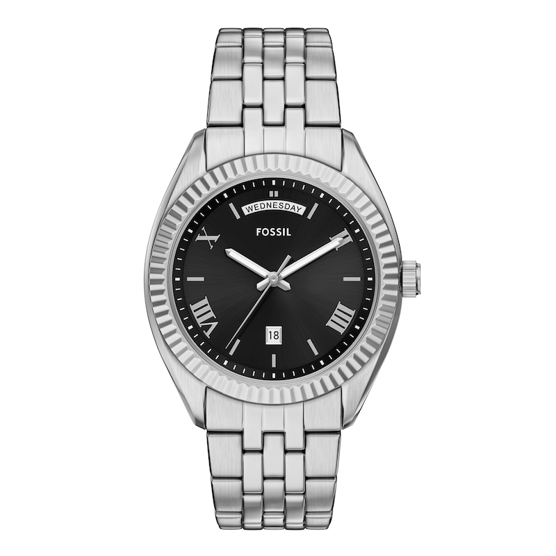 Main Image 1 of Fossil Men's Campbell Black Dial Three Hand Day & Date Stainless Steel Bracelet Watch