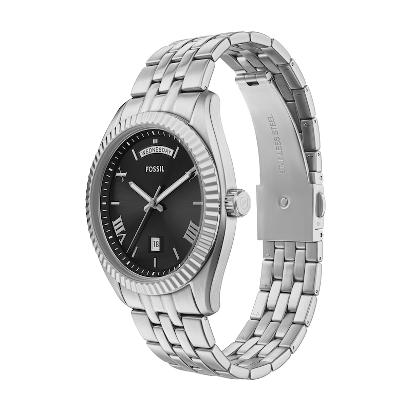 Main Image 3 of Fossil Men's Campbell Black Dial Three Hand Day & Date Stainless Steel Bracelet Watch