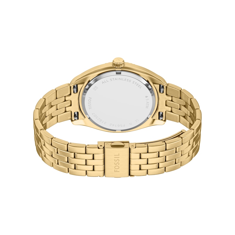 Main Image 4 of Fossil Men's Campbell Green Dial Three Hand Day & Date Gold Tone Stainless Steel Bracelet Watch