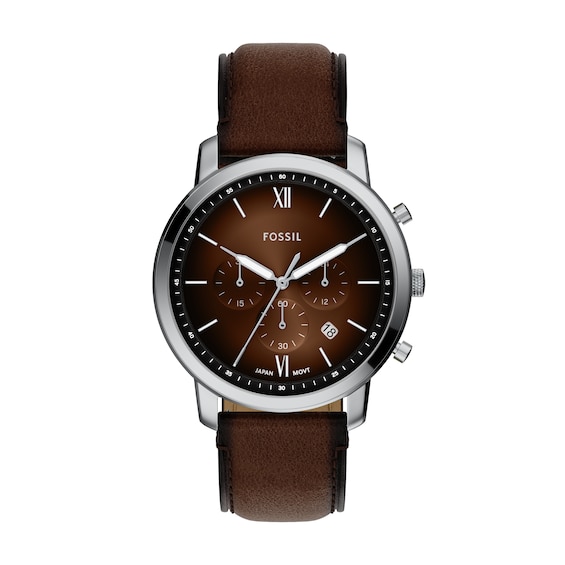 Fossil Mens Neutra Brown Dial Chronograph Brown Leather Stra