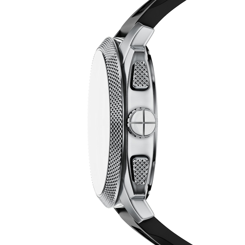 Main Image 2 of Fossil Men's Machine Grey Dial Chronograph Black Silicone Strap Watch & Beaded Lava Stone Bracelet Set