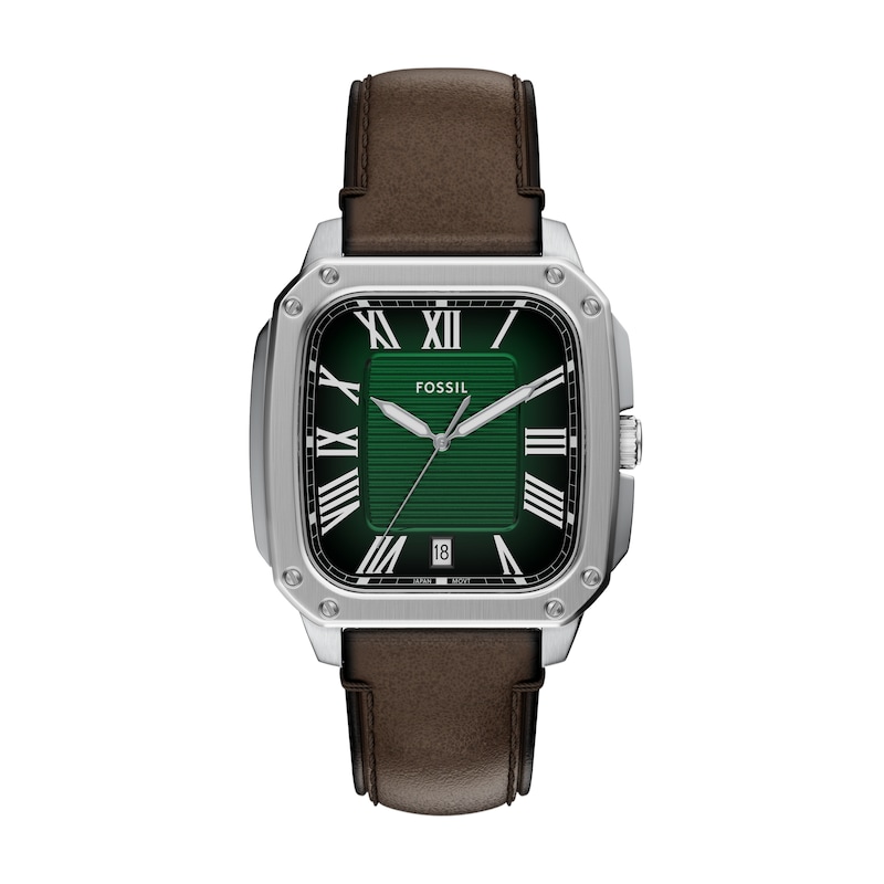 Main Image 1 of Fossil Men's Crosby Green Dial Three Hand Brown Leather Strap Watch