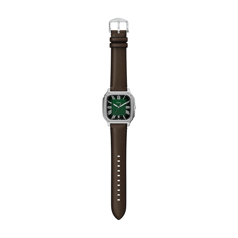 Main Image 5 of Fossil Men's Crosby Green Dial Three Hand Brown Leather Strap Watch