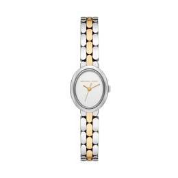 Michael Kors Women's Maude White Dial Three Hand Two Tone Stainless Steel Bracelet Watch