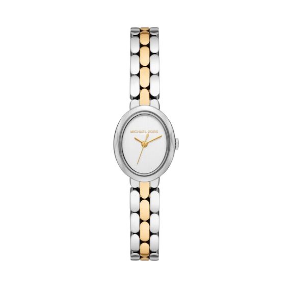 Michael Kors Women's Maude White Dial Three Hand Two Tone Stainless Steel Bracelet Watch