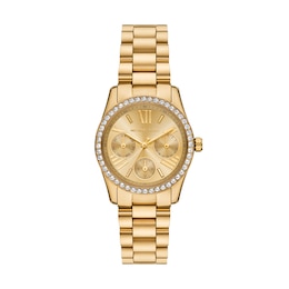 Michael Kors Women's Lexington Golden Dial Multifunction Gold Tone Stainless Steel Bracelet Watch