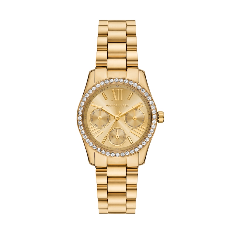 Main Image 1 of Michael Kors Women's Lexington Golden Dial Multifunction Gold Tone Stainless Steel Bracelet Watch