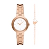 Thumbnail Image 1 of Armani Exchange Women's White Dial Two-Hand Rose Gold Tone Stainless Steel Bracelet Gift Set