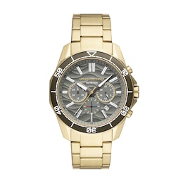 Armani Exchange Men's Green Dial Chronograph Gold Tone Stainless Steel Bracelet Watch