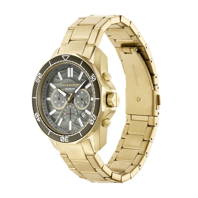 Main Image 3 of Armani Exchange Men's Green Dial Chronograph Gold Tone Stainless Steel Bracelet Watch