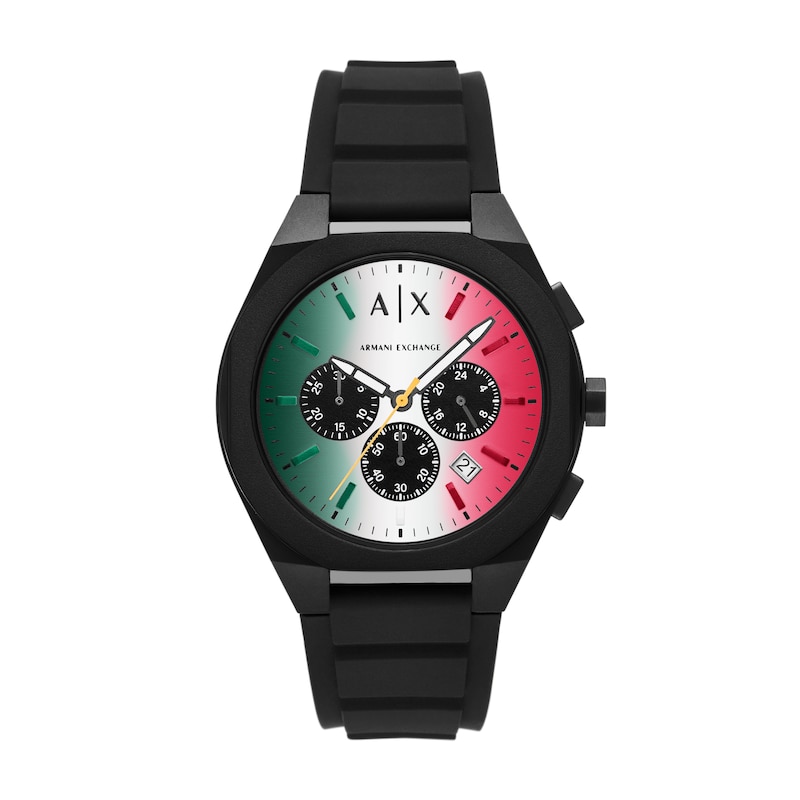 Main Image 1 of Armani Exchange Men's Gradient Multi-Colour Dial Chronograph Black Silicone Strap Watch