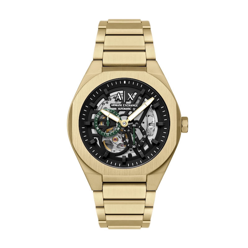 Main Image 1 of Armani Exchange Men's Sync Black Dial Automatic Gold Tone Stainless Steel Bracelet Watch