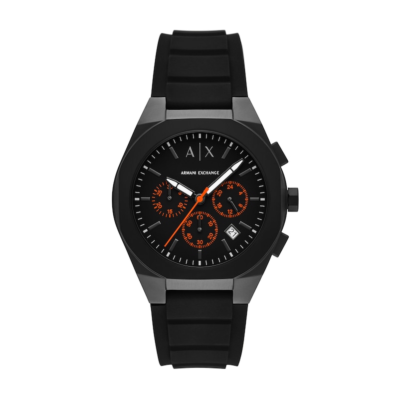 Main Image 1 of Armani Exchange Men's Sync Black Dial Chronograph Black Silicone Strap Watch