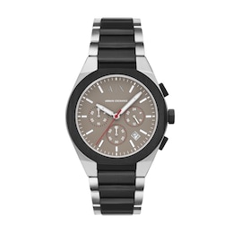 Armani Exchange Men's Sync Brown Dial Chronograph Two Tone Stainless Steel Bracelet Watch