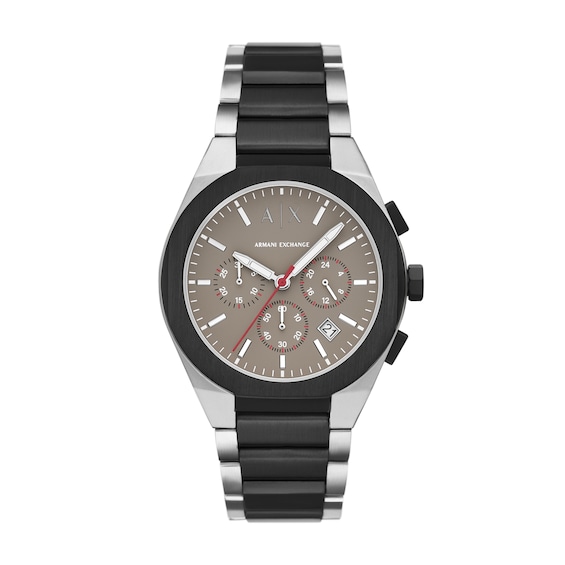 Armani Exchange Mens Sync Brown Dial Chronograph Two Tone St