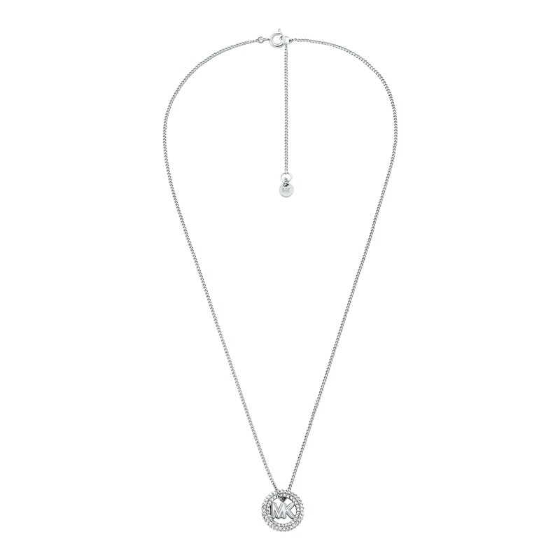 Main Image 2 of Michael Kors Women's Silver Tone Pavé Logo Pendant Necklace