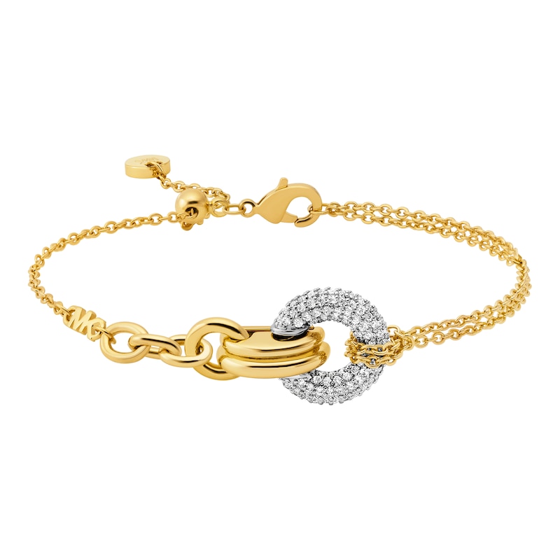 Main Image 1 of Michael Kors Women's Yellow Gold Tone Pavé Torus Bracelet