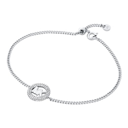 Michael Kors Women's Silver Tone Pavé Logo Bracelet