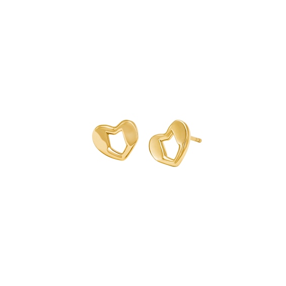 Michael Kors Women's 14k Gold Plated Sterling Silver Heart Stud Earrings