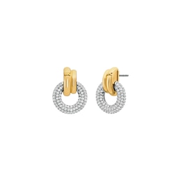 Michael Kors Women's Silver Tone Pavé Torus Drop Earrings
