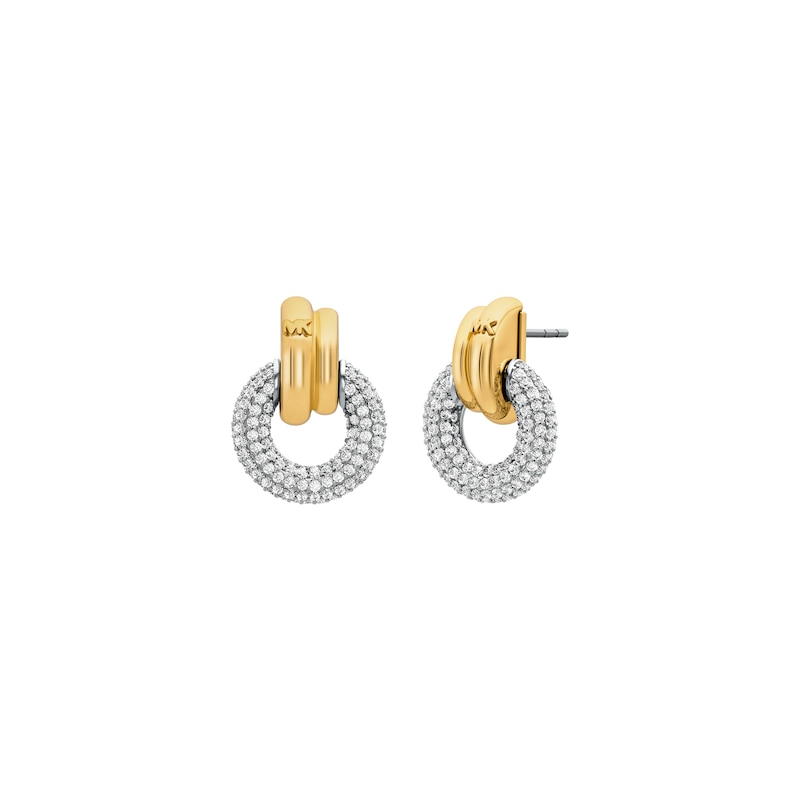 Main Image 1 of Michael Kors Women's Silver Tone Pavé Torus Drop Earrings