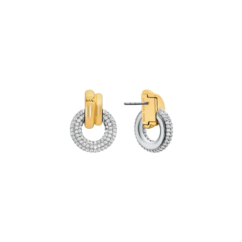 Main Image 2 of Michael Kors Women's Silver Tone Pavé Torus Drop Earrings