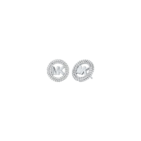 Michael Kors Women's Small Silver Tone Logo Stud Earrings