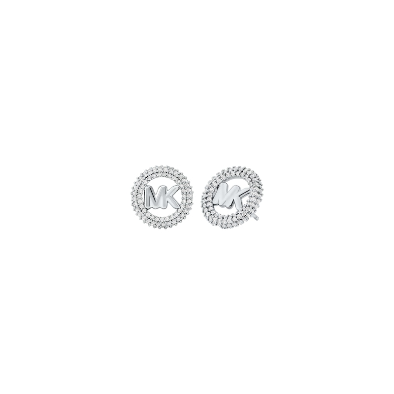 Main Image 1 of Michael Kors Women's Small Silver Tone Logo Stud Earrings