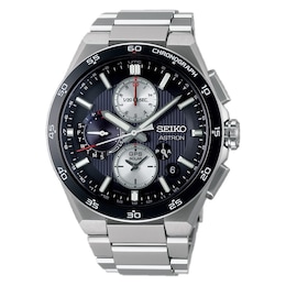 Seiko Men's Astron ‘Night Black’ Dial 5X GPS Solar Chronograph Stainless Steel Bracelet Watch