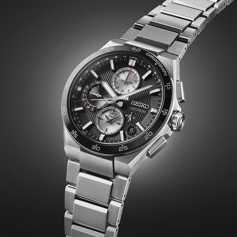 Main Image 2 of Seiko Men's Astron ‘Night Black’ Dial 5X GPS Solar Chronograph Stainless Steel Bracelet Watch