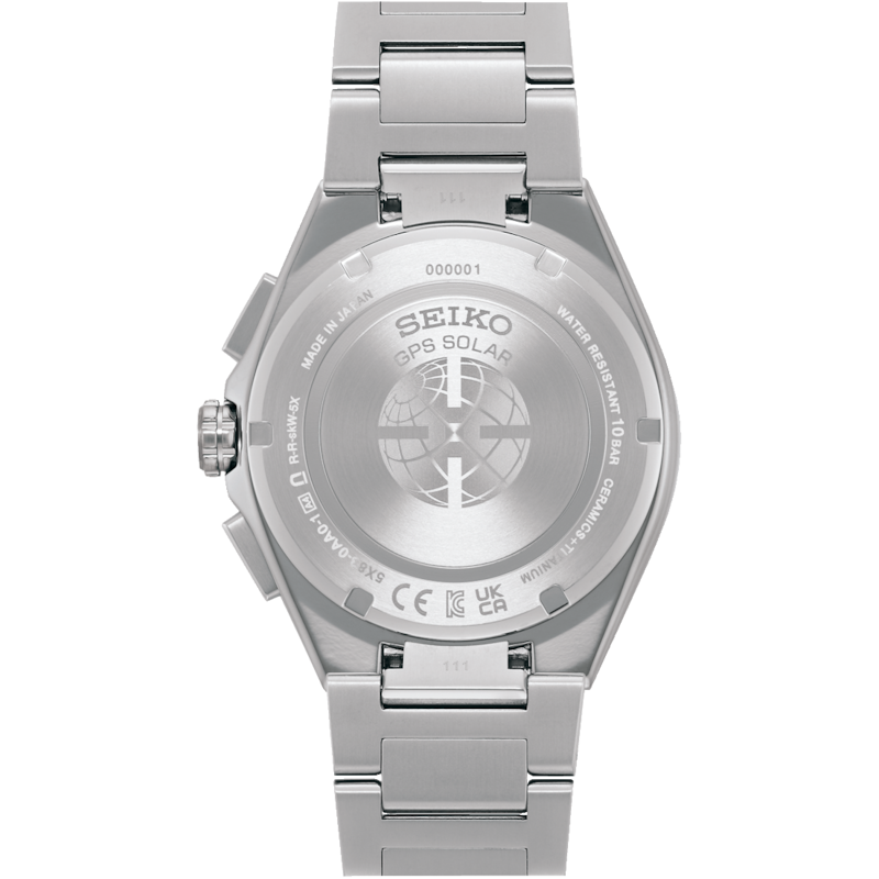 Main Image 6 of Seiko Men's Astron ‘Night Black’ Dial 5X GPS Solar Chronograph Stainless Steel Bracelet Watch