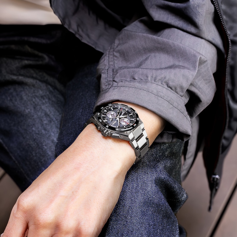 Main Image 7 of Seiko Men's Astron ‘Night Black’ Dial 5X GPS Solar Chronograph Stainless Steel Bracelet Watch