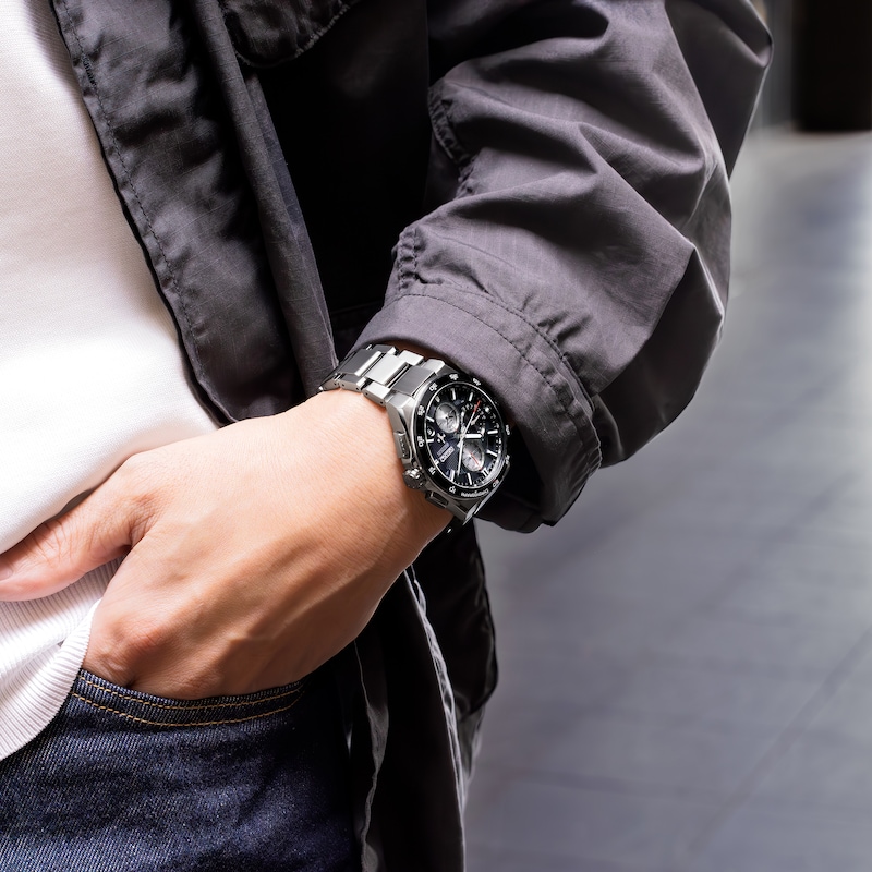 Main Image 8 of Seiko Men's Astron ‘Night Black’ Dial 5X GPS Solar Chronograph Stainless Steel Bracelet Watch