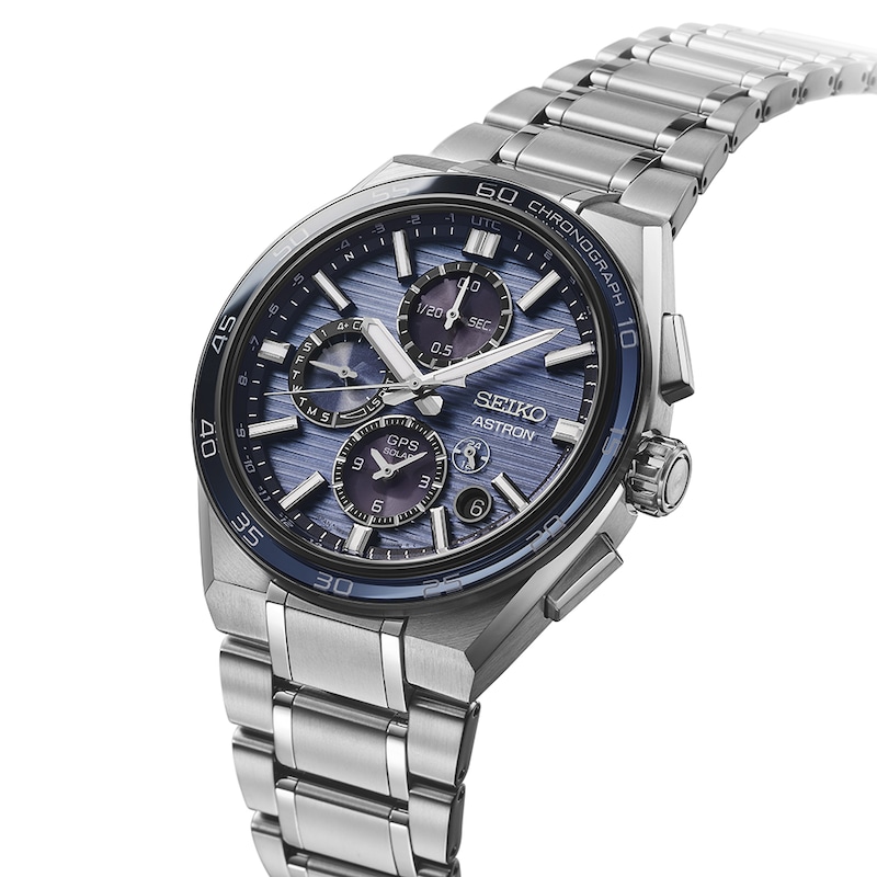 Main Image 2 of Seiko Astron Slate Blue Dial GPS Solar Dual-Time Chronograph Stainless Steel Bracelet Watch