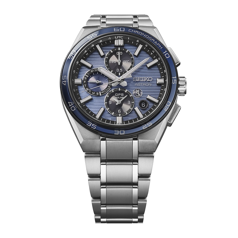 Main Image 3 of Seiko Astron Slate Blue Dial GPS Solar Dual-Time Chronograph Stainless Steel Bracelet Watch