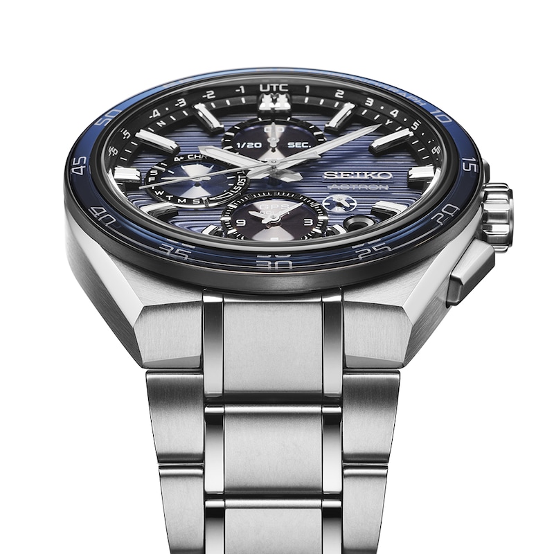 Main Image 6 of Seiko Astron Slate Blue Dial GPS Solar Dual-Time Chronograph Stainless Steel Bracelet Watch