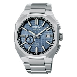 Seiko Men's Astron ‘Sapphire Blue’ Crystal Box Dial GPS Solar Stainless Steel Bracelet Watch