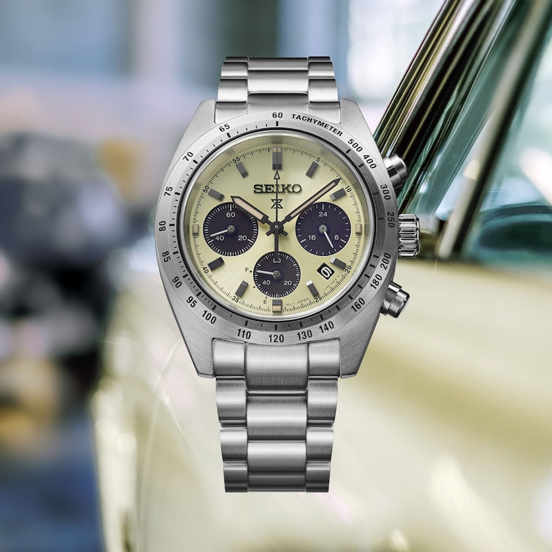 Main Image 4 of Seiko Prospex Limited Edition Speedtimer ‘Motoring’ European Exclusive Cream Dial Stainless Steel Bracelet Watch